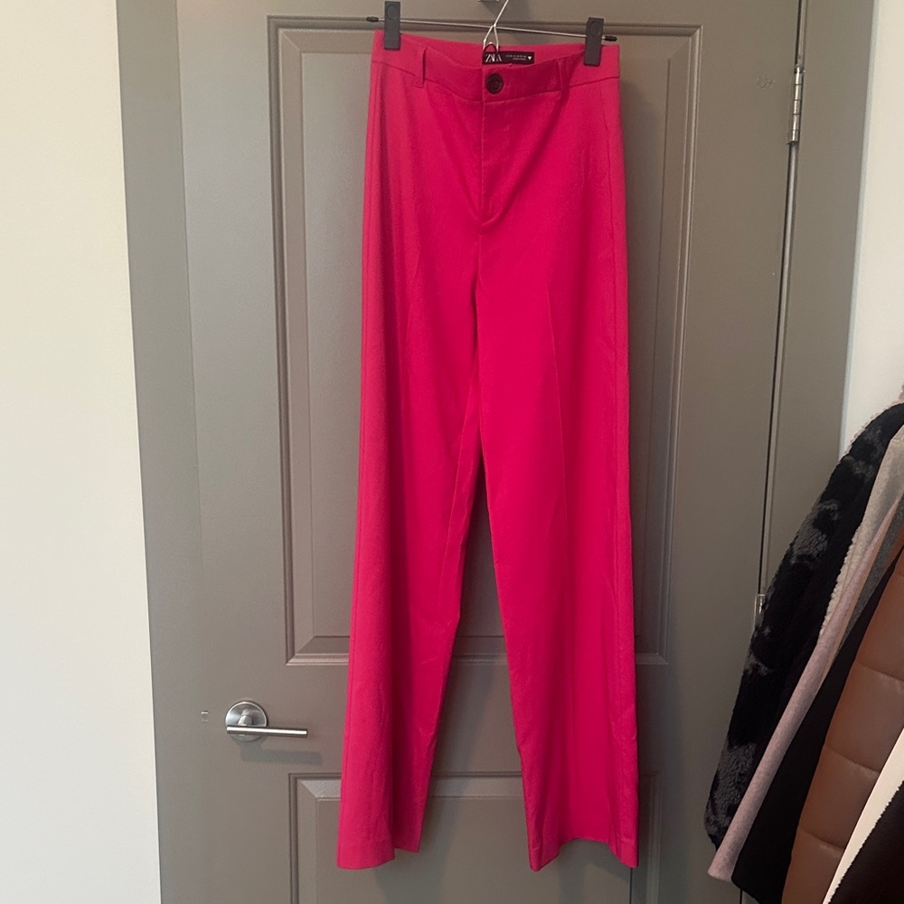 Zara Hot Pink Wide-Leg Trousers